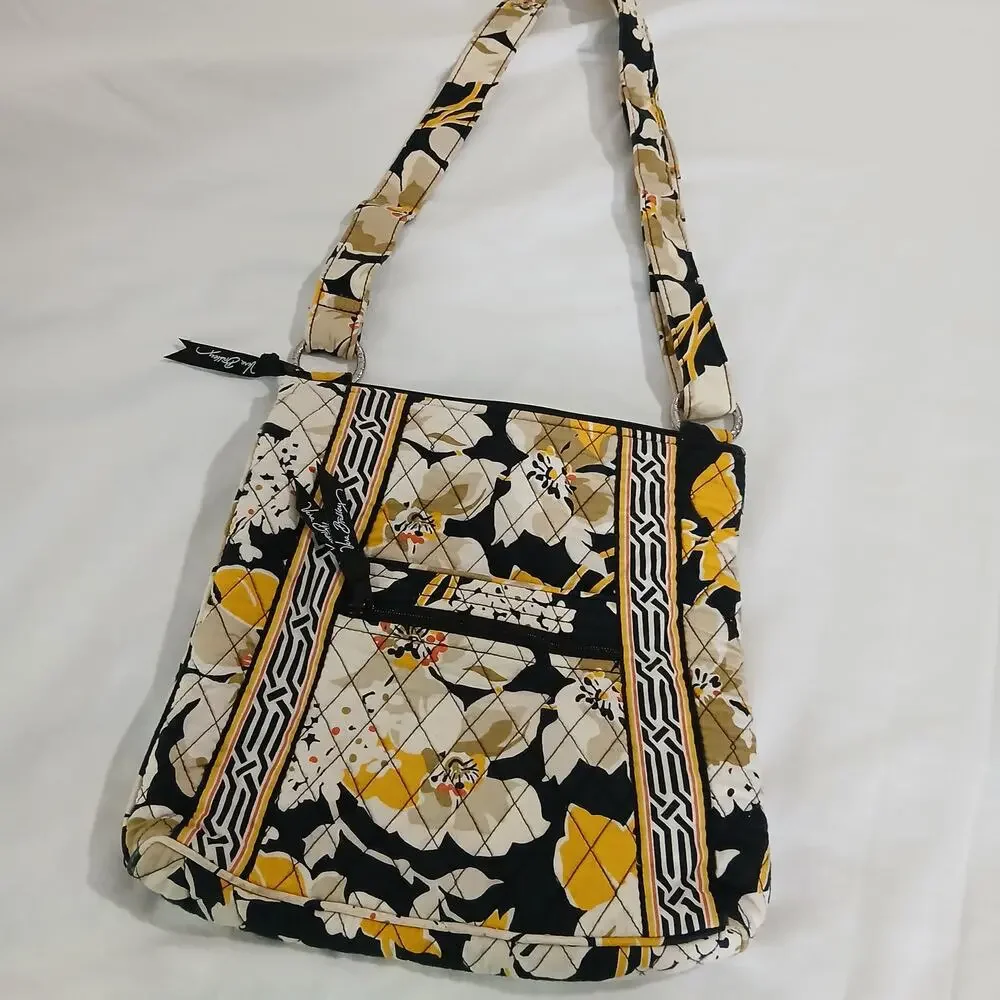 Hipster DOGWOOD Vera Bradley Crossbody VERY CLEAN floral Yellow/white/black